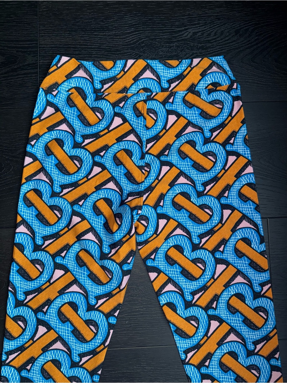 Burberry Blue & Orange Logo-Pattern Leggings - Picture 6 of 6